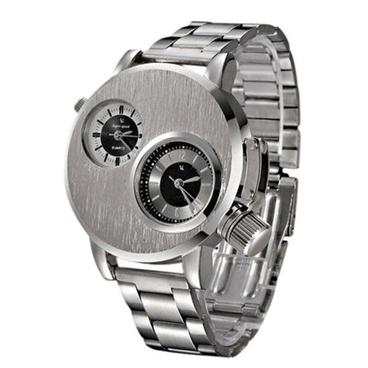 New Best Watches For Men Dual Time Zone Silver Steel Watch For Men Business Watches