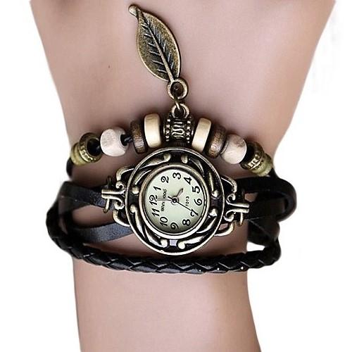 New Retro Butterfly Leaf Fashion leather Bracelet Wrist Watch