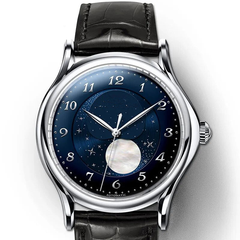 Men’s Moon Phase Automatic Movement Luxury Mechanical Watch