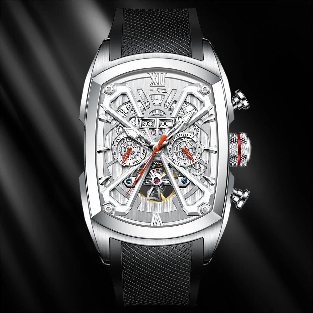 Men’s Skeleton Automatic Mechanical Waterproof Luminous Sapphire Watch