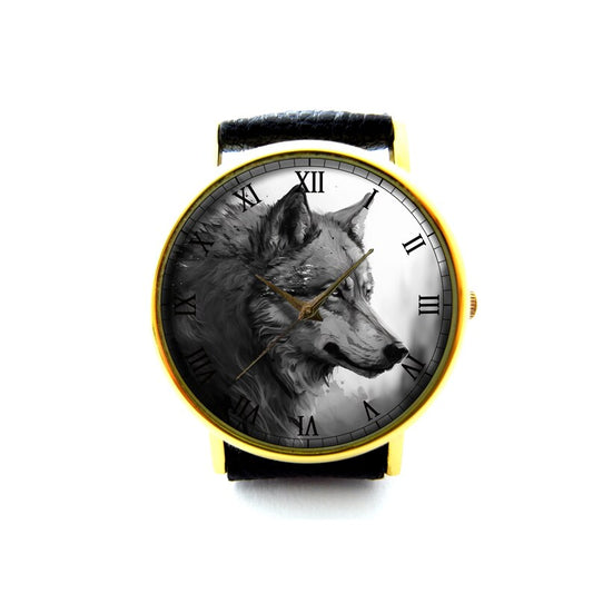 Wolf Leather Watch, Wolf Wrist Watch, Unisex Watch, Ladies Watch, Mens Watch, Personalized Watch, Wolf Jewelry