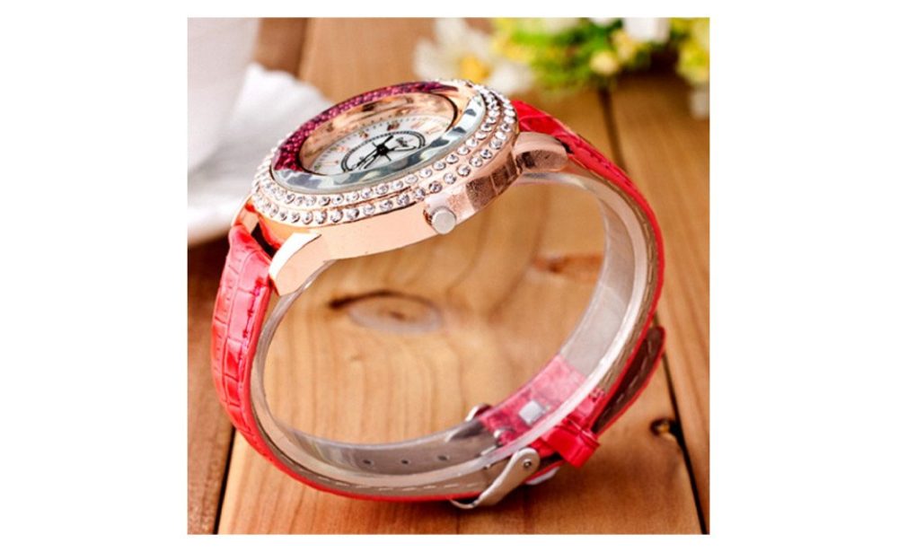 New Fashion Trendy Crystal Rhinestone Leather Strap Watch