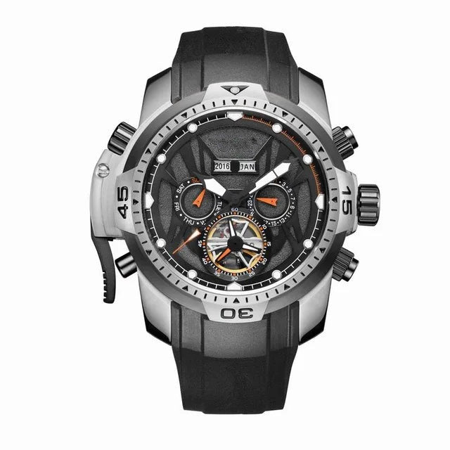 Men’s Genuine Leather Strap Tourbillon Automatic Sports Watch