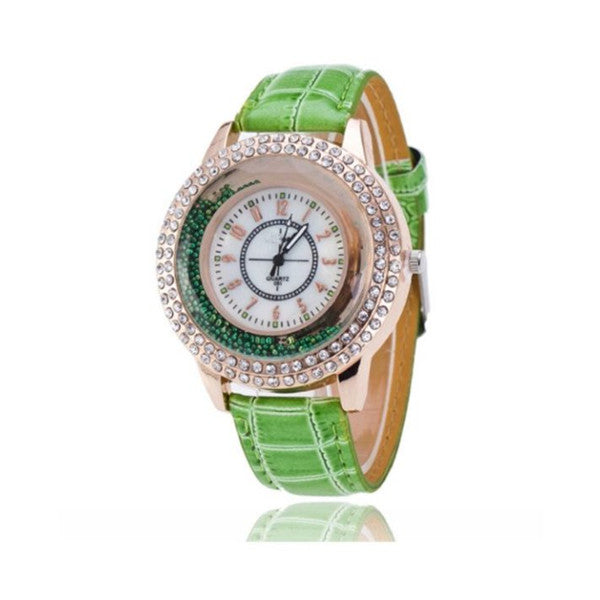 New Fashion Trendy Crystal Rhinestone Leather Strap Watch